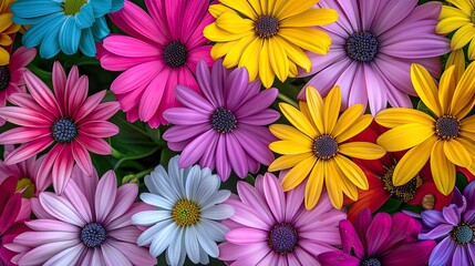 Fototapeta premium Vibrant bouquet of colorful daisies