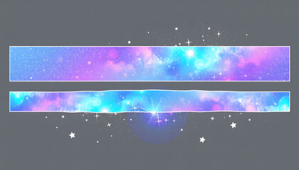 Obraz premium Galaxy divider png stickers, pastel collage element set on transparent background, Dynamic motion. isolated with white highlights