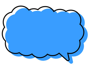 シンプルな線がずれた吹き出し　細長い雲形