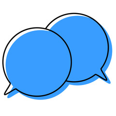 シンプルな線がずれた吹き出し　重なる会話