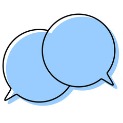 シンプルな線がずれた吹き出し　重なる会話(複数の値)