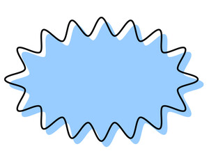 シンプルな線がずれた吹き出し　細長い丸みのあるギザギザした形