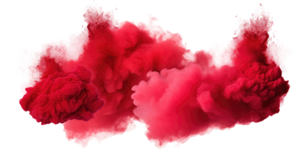 Set/Bundle of Red Color Powder Dust Explosions on transparent background