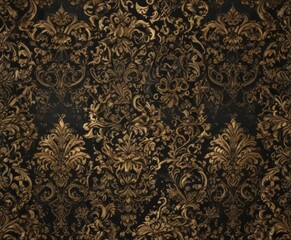 Intricate black & gold damask pattern, metallic accents,  exclusive,  metallic
