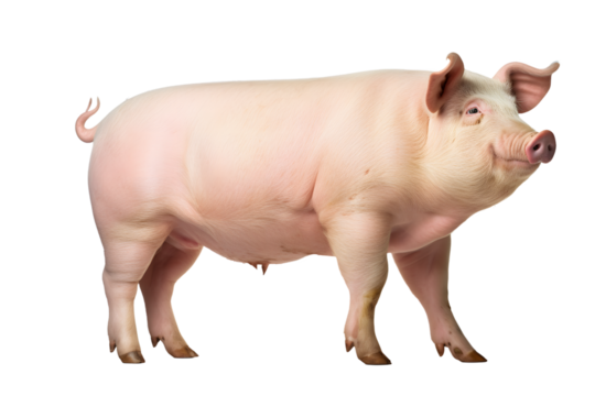 White pig isolated on transparent background