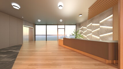 ガラス張りのミーティングルーム　3DCGレンダリング