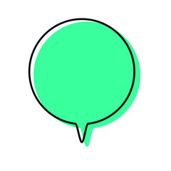 シンプルな線がずれた吹き出し　丸形の下向き