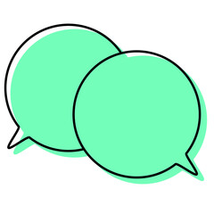 シンプルな線がずれた吹き出し　重なる会話(複数の値)