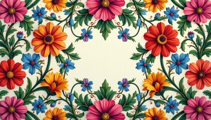 Intricate floral textile design, repeating motif, nature, seamless pattern, repeat