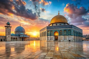 Fototapeta premium Al-Aqsa Mosque, Jerusalem: Spiritual Heart of the Old City, High-Resolution Image