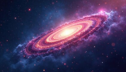 Obraz premium Intricate swirling nebula, cosmic dust trails, stars, green