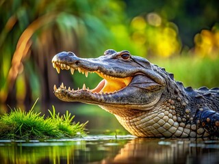 Alligator Side Profile, Open Mouth, Sharp Teeth, Reptile, Nature, Wildlife, Swamp,  Florida Everglades