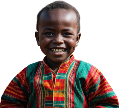 kenyan child boy in traditional clothing happy portrait.png transparent background isolated png stock