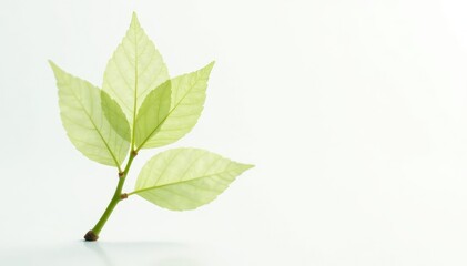 Single, delicate sapling against pure white backdrop , clean, plant, flora