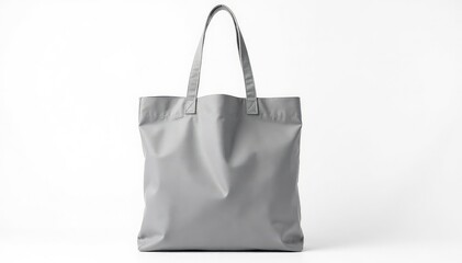 Stylish grey canvas shopper bag, studio shot on white , casual, lightweight