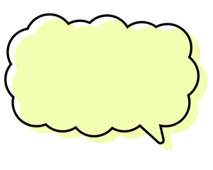 シンプルな線がずれた吹き出し　細長い雲形