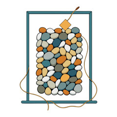 Pebble Thread Wall Art – Handcrafted Nature-Inspired Art with Pebbles and Thread for Rustic and Minimalist Interiors, pebble wall art, thread wall art, handmade pebble art, nature inspired wall decor,