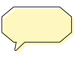 シンプルな線がずれた吹き出し　細長い八角形