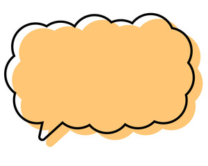 シンプルな線がずれた吹き出し　細長い雲形