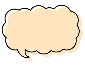 シンプルな線がずれた吹き出し　細長い雲形