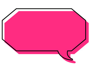 シンプルな線がずれた吹き出し　細長い八角形