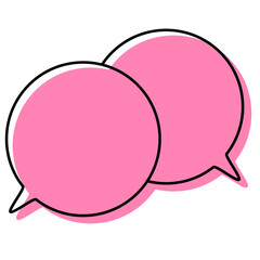 シンプルな線がずれた吹き出し　重なる会話(複数の値)