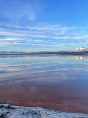 lake and blue and cloudy sky