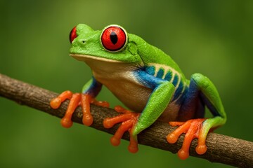 Vibrant frog on branch