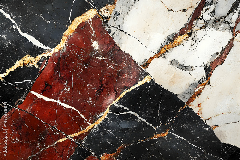 Poster Close-up view of striking marble patterns and color variations.