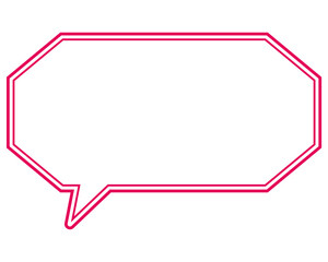 シンプルなカラー線の吹き出し　細長い八角形