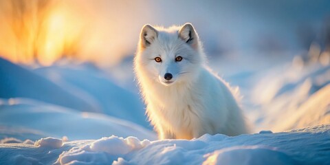 Obraz premium Arctic Fox Portrait: Stunning Winter Wildlife Photo - Drone View