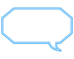 シンプルなカラー線の吹き出し　細長い八角形