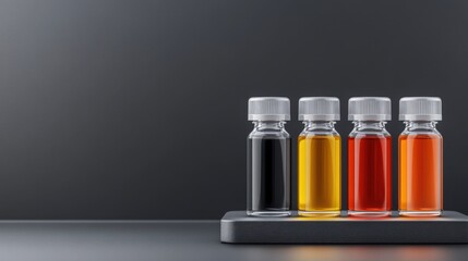 Glass Vials Filled with Colorful Liquid on a Minimalist Background