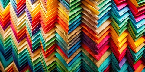 Artistic Chevron Paper Craft Background: Intricate Geometric Patterns Aerial View