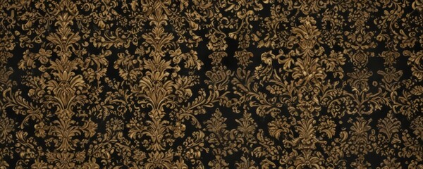 Intricate gold & black damask, seamless repeat  , black, fabric, tapestry