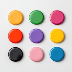 Colorful Circular Paint Dots Arranged in a 3x3 Grid on White Background