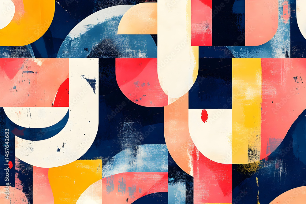 Poster abstract geometric pattern with vibrant colors and texture.