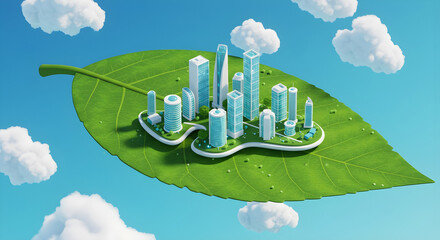 Futuristic Eco City on a Giant Leaf