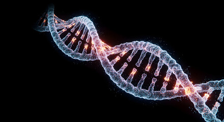 Glowing Futuristic DNA Helix in Digital Space