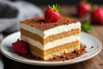 Classic tiramisu dessert, layered and delicious, gastronomic, pastry