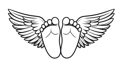 Obraz premium Baby Feet with Wings Illustration for Concept of Freedom and Growth