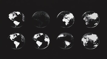 Obraz premium Eight rotating globe illustrations