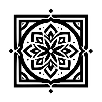 Black and White Floral Mandala Design for Background or Pattern