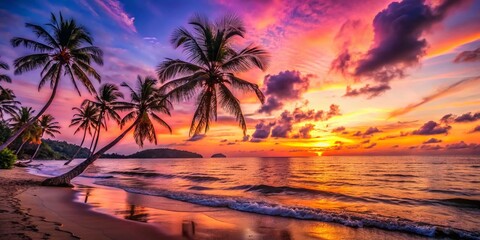 Breathtaking Tropical Sunset Beach: Golden Hour Paradise