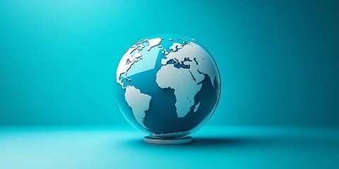 Fototapeta premium Glass Globe Earth Map Minimalist Background