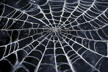 Intricate spiderweb pattern on dark backdrop.