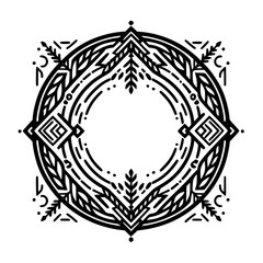 Intricate Geometric Mandala Design in Black and White