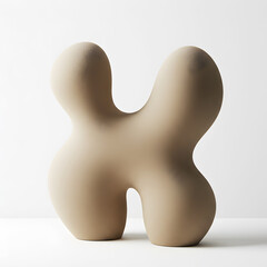 Fototapeta premium Abstract Beige Ceramic Sculpture with Symmetrical X-Form
