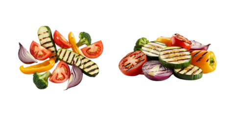 Colorful Grilled Vegetables Against a transparent Background for Healthy Meal Concepts

