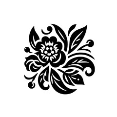 Elegant Floral Silhouette Design, Black & White, Vector Illustration